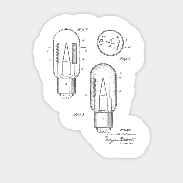 Vacuum Tube Vintage Patent Hand Drawing Vacuum Tube Sticker TeePublic